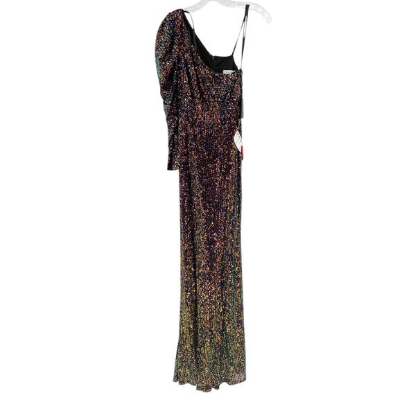 MAC DUGGAL Dress Size 16 Evening Gown Sequin Iridescent NEW One Shoulder - Picture 4 of 7